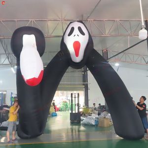 wholesale Entrega gratuita actividades al aire libre arco inflable negro de Halloween con espada iluminación LED de Halloween inflables arco fantasma