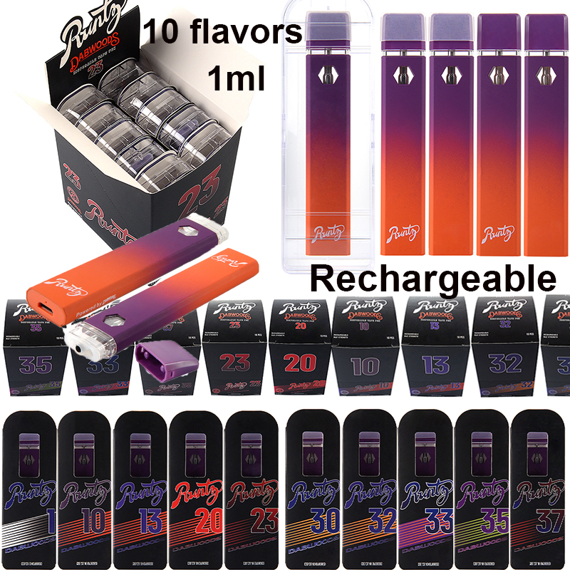 Distillate Dabwoods Runtz Disposable Vape Pen Full 1gram Thick Oil E Cigarettes Max Strength Rechargeable 280mAh Empty Device Pods With 10 Flavors Stickers Box Pack