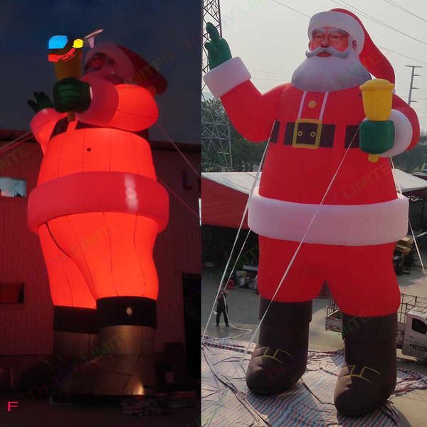 wholesale Activités de jeux de plein air gonflables publicitaires de bateau gratuit Père Noël gonflable géant de 12 m 40 pieds de haut avec lumière LED Décoration de Noël Père Noël