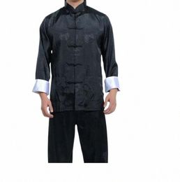 wholesale Envío gratis Nuevo pijama de traje de kung fu tang de seda de 5 colores para hombres chinos SZ: M L XL 2XL 3XL Venta caliente x0em #