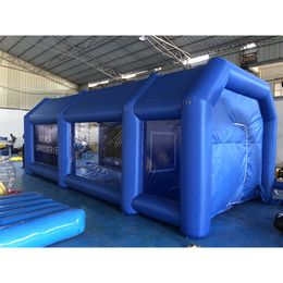 Ship de vente libre en gros extérieur commercial Bleu gonflable de peinture en aérosol gonflable Booth 7x4x3m de table de travail de peinture de voiture avec 2 soufflantes 001