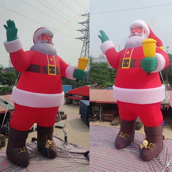wholesale Envío gratis actividades de juegos al aire libre 12 m 40 pies de alto Papá Noel inflable gigante con luz LED Decoración navideña Santa
