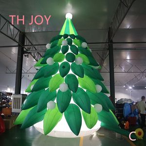Venta al por mayor, envío gratuito, actividades al aire libre, globo inflable gigante para árbol de Navidad, 10 mH (33 pies) con soplador, el árbol de Navidad inflable más nuevo con luz blanca