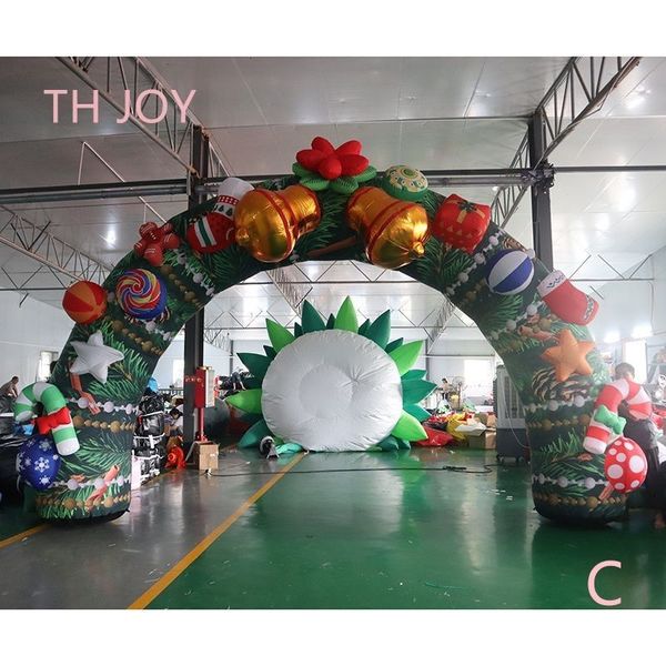 wholesale Envío gratuito actividades al aire libre 20 pies 6 m de ancho Arco inflable de Navidad Caja de regalo inflable Arco con soplador de aire para fiesta