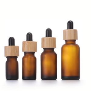 Bouteilles compte-gouttes en verre ambré givré en gros 5 ml 10 ml 15 ml 20 ml 30 ml 50 ml 100 ml contenant d'huile essentielle de parfum en verre mat