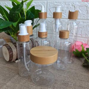 Vente en gros de bouteilles et bocaux en plastique givré / plastique blanc / plastique transparent 60 ml 120 ml 150 ml 250 ml bouchon en bambou pompe de pulvérisation bottlegoods Ktjop