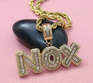 Gros pleine glace sur personnalisé or véritable luxe hip hop bling chaîne épaisse collier bijoux nom personnalisé pendentif