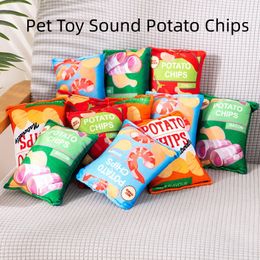 Venta al por mayor Funny Chew Play Toys Pet Sound Toy Plush Simulation Sound Potato Chips Chew Toy Fit para todas las mascotas Perro Cachorro Gato Squeaker Quack Dog Cat Toy