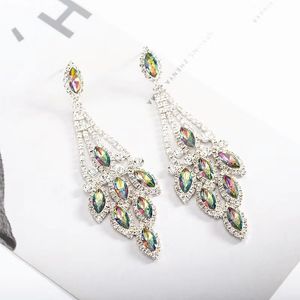 Groothandel-gem bruids bruiloft dangle oorbellen voor vrouwen luxe designer kleurrijke bling diamant edelsteen oorbel verlovings sieraden liefde cadeau