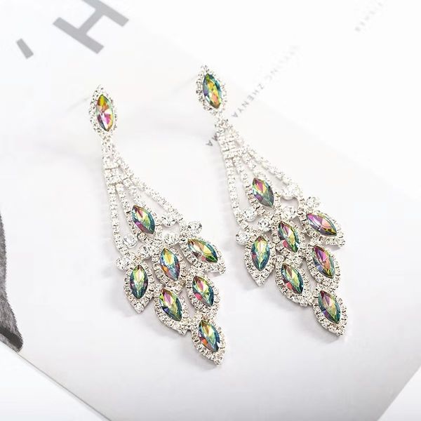 Boucles d'oreilles pendantes de mariage de mariée en gros-gem pour femmes designer de luxe coloré bling diamant pierre précieuse boucle d'oreille bijoux de fiançailles cadeau d'amour