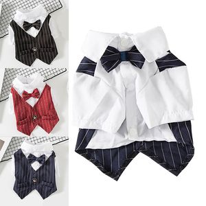 Groothandel kat kostuums gentleman hond kleding bruiloft pak formele shirt kleine honden bowtie tuxedo huisdier outfit Halloween kerstkostuum voor katten