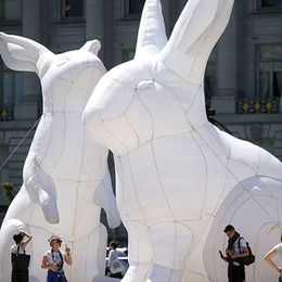 Groothandel gigantisch 20ft opblaasbaar konijn Paaskonijnmodel binnenvallen openbare ruimtes over de hele wereld met LED -licht 001