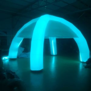 wholesale Tente araignée gonflable géante de 6 m 19,7 pieds avec lumières LED colorées RVB, dôme de chapiteau de belvédère arqué à 4 pieds pour marché / fête / mariage au cinéma