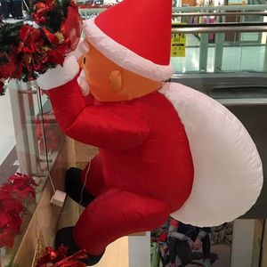 wholesale Géant 6 mH (20 pieds) avec ventilateur allumant le père Noël grimpant gonflable pour la décoration / vieil homme de Noël volant gonflé de 20 pieds