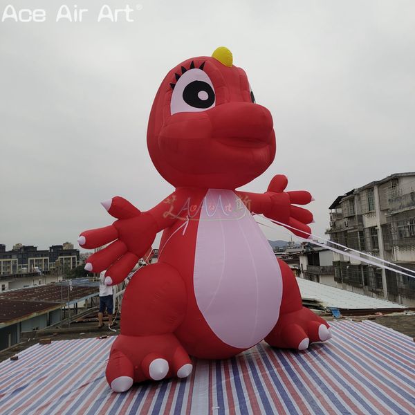 wholesale Dragon rouge gonflable décoratif géant 5 m H ou fêtard de dinosaure pop-up personnalisé pour exposition extérieure ou publicité chez les enfants 001