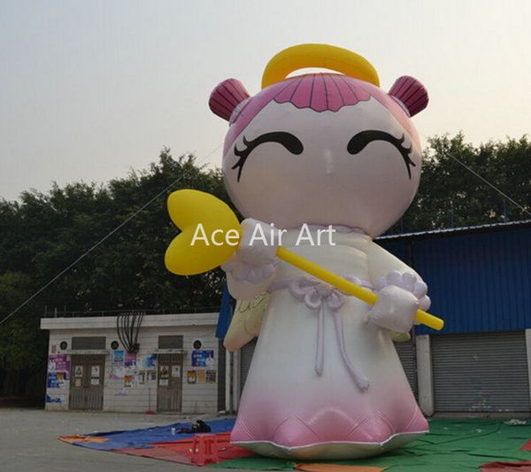 Carton de personnage gonflable géant en gros fille chinoise avec ailes et baguette magique