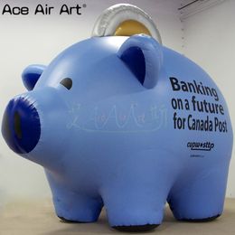 Groothandel gigantisch krachtig opblaasbaar blauw zwijn opblaasbare piggy bank met logo voor advertentie of evenement te koop