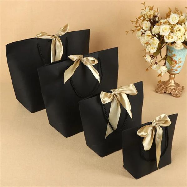 Bolsas de papel boutique de regalos al por mayor Embalaje de ropa para cumpleaños Baby Shower presente Wrap 5 Colors LL