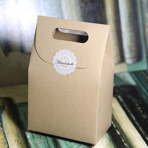 Vente en gros - Boîte de papier cadeau avec poignée Party Favor Craft Candy Bakery Cookie Biscuits Emballage Boîtes en carton