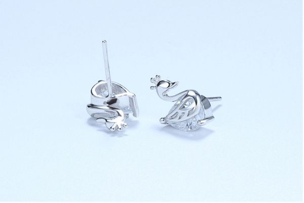 Boucles d'oreilles double face en argent sterling 925 pour fille en gros avec cristal Fit cadeau d'anniversaire mode boucle d'oreille bijoux livraison gratuite