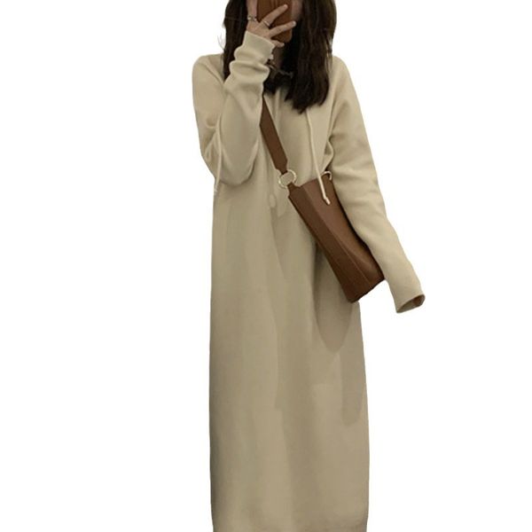 Robe pull décontractée à capuche pour filles, chemisier ample, Long, vente en gros, 1345