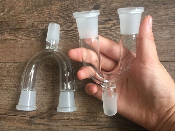 wholesale Adaptateur en verre 14 mm 18 mm femelle mâle Adaptateur en verre adaptateur double bol deux tailles pour les plates-formes en verre bongs