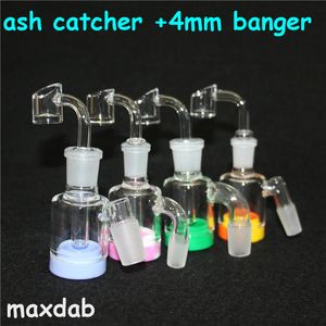 Großhandel Wasserpfeifen Glas Aschenfänger mit Male14mm 18mm Joint Bubbler Perc Ashcatcher Bong Wachsbehälter Silikon Dab Pad