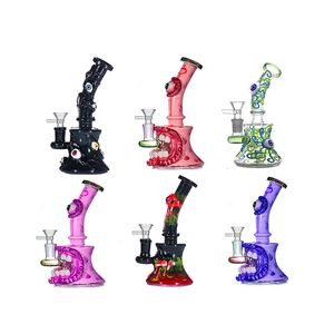 Gros verre Bong narguilé 3D Hallowen style Dab Rig Bongs oeil tentacule yeux monstre multicolore drôle cendrier narguilé avec tuyau de brûleur à mazout en verre mâle de 14 mm