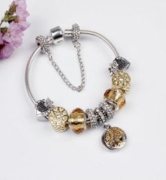 Bracelets de charme en gros-verre perle de Noël fleur jaune CZ charmes de cristal balancent pour les femmes originales bijoux de bricolage style Fit 4779059