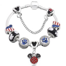 Bracelet de perles de bande dessinée de charme en gros-verre pour femmes / enfants style de bijoux de bricolage original Fit Pandora avec couronne