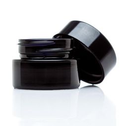 Groothandel glazen concentraat pottenflessen 5 ml volledige zwarte container met roterende dekking lege UV-bescherming