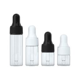 Groothandel glazen druppelaar fles 1 ml 2 ml 3 ml 5 ml 5 ml Essentiële olie Skinverzorging Monster Packing Amber Clear Colors