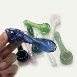 Venta al por mayor Glass Hand Pipe Hookah Glass Pipes Colorful Smoking Tobacco Hand Pipes Spoon Pipe Dab Rigs Glass Bubbler