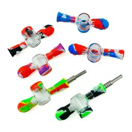 Collecteur de kit de nectar de verre en gros avec des pointes de quartz mâles et femelles Keck Clip Récupérateur de récipient en silicone pour fumer