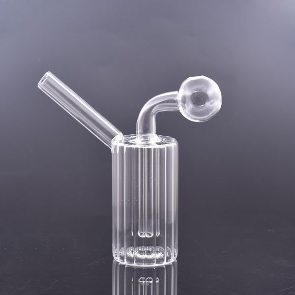 Venta al por mayor Quemador de aceite de vidrio Bong Hookah Tuberías de agua con grueso Pyrex Clear Heady Recycler Dab Rig Hand Bongs con olla de aceite