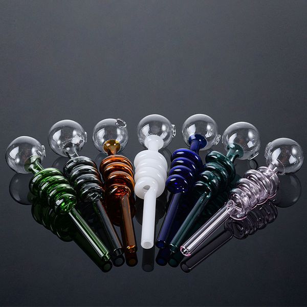 Venta al por mayor Tubo de vidrio Tubos de fumar coloridos Quemador de aceite Bubbler Tobacoo Tubo de mano Pequeños Dab Rigs Heady Hookahs