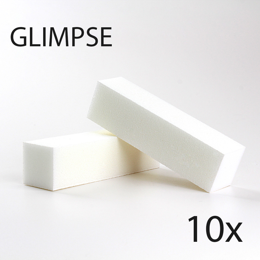 Partihandel-Glimpse 10st White Nail File Buffer Block Godkvalitet Buffing Slip Files Pedikyr Manikyrvård för Salon