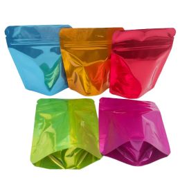 atacado sacos de mylar lisos metálicos brilhantes levantam-se bolsa 3,5g com zíper reutilizável etiqueta de tensão cali packs LL