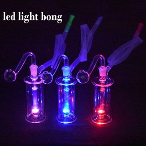 Gros Glow In The Dark verre brûleur à mazout Bongs LED lumière Dab Rig Ash Catcher Bong Dab plates-formes pétrolières avec tuyau et tuyau de brûleur à mazout en verre de 10 mm le moins cher