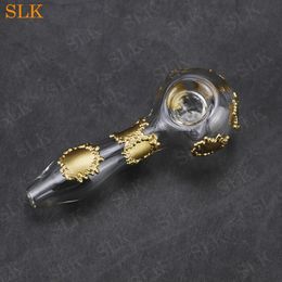 Groothandel Glow in the Dark Heary Glass Bongs Smedig Pipes Lepel Hand Pipe Oliebrander Tobacco Pijpen Roken Accessoires SLKStore