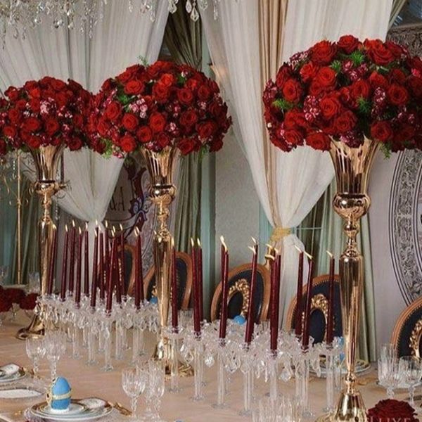 support de fleurs en fer doré décoration de mariage centre de table vases hauts piliers de mariage accessoires en métal décor de fête d'événement centre peices de mariage