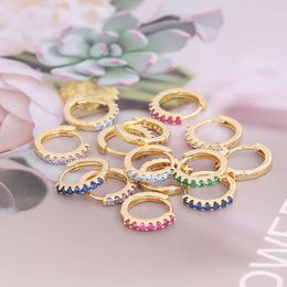Boucles d'oreilles créoles en Zircon cubique multicolore plaqué or pour femmes, bijoux, vente en gros