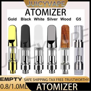 Groothandel Goud Wood Silver G5 Cartridge Vapes Carts Cartridges Vapes Atomizers Glas Tank Dikke Oil Vaporizer E Sigaret 510 Draad leeg met verpakking 0,5/0,8/1 ml