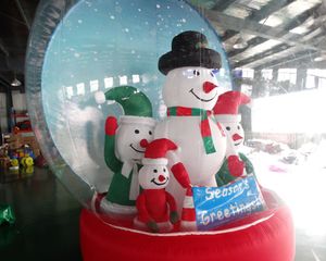 Bonne qualité 4md (13,2 pieds) Beau Globe de neige en PVC gonflable avec Snowman Santa Claus pour publicité Booth Booth Clear Christmas Decoration Yard