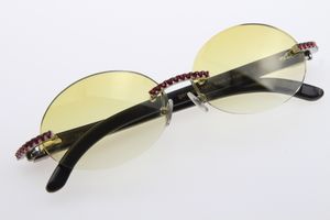 Bonne qualité Vintage blanc à l'intérieur noir lunettes de soleil en corne de buffle rondes 3524012 designer unisexe Red Diamond Glasses lunettes de soleil de marque de mode