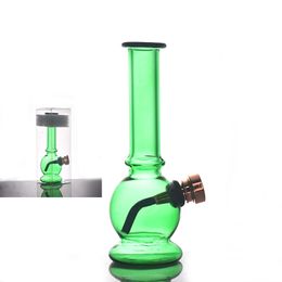 Groothandel groene mini waterpijp portable nieuwste glazen water dab rig bong tabakspijp met downstem metalen kom