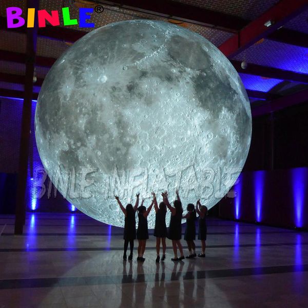 Boule de lune gonflable à éclairage géant gris, ballon de planète suspendu à la terre pour la décoration du festival 001, vente en gros