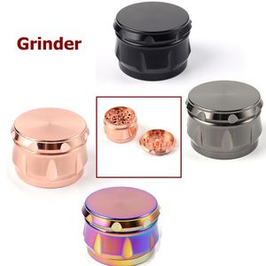 Groothandel molen roken accessoires 4 lagen 63 mm metalen zinklegering tabak kruidenslimmers zwart rosé goud kleurrijke droge kruidenmolen