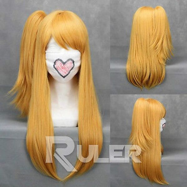 Vente en gros, livraison gratuite, perruque de Cosplay Anime FAIRY TAIL Lucy Heartphilia + 1 Clip sur queue de cheval COS-176A