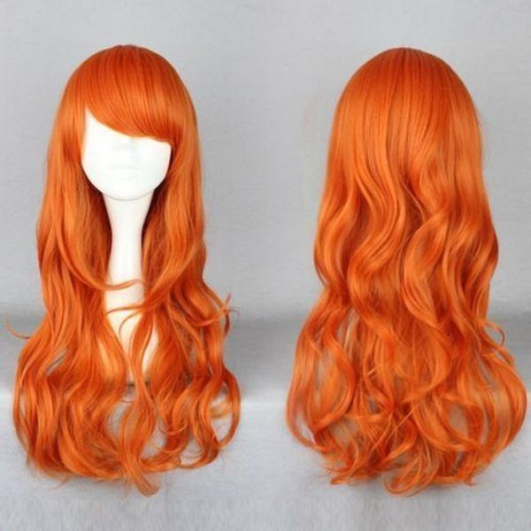 Venta al por mayor envío gratis larga de una pieza Nami después de dos años peluca naranja Cosplay peluca de Anime